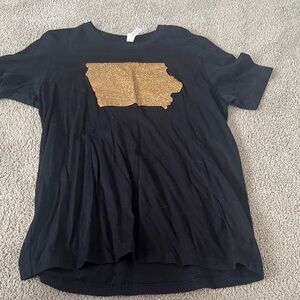 Black women’s Iowa Shirt with Gold Graphic